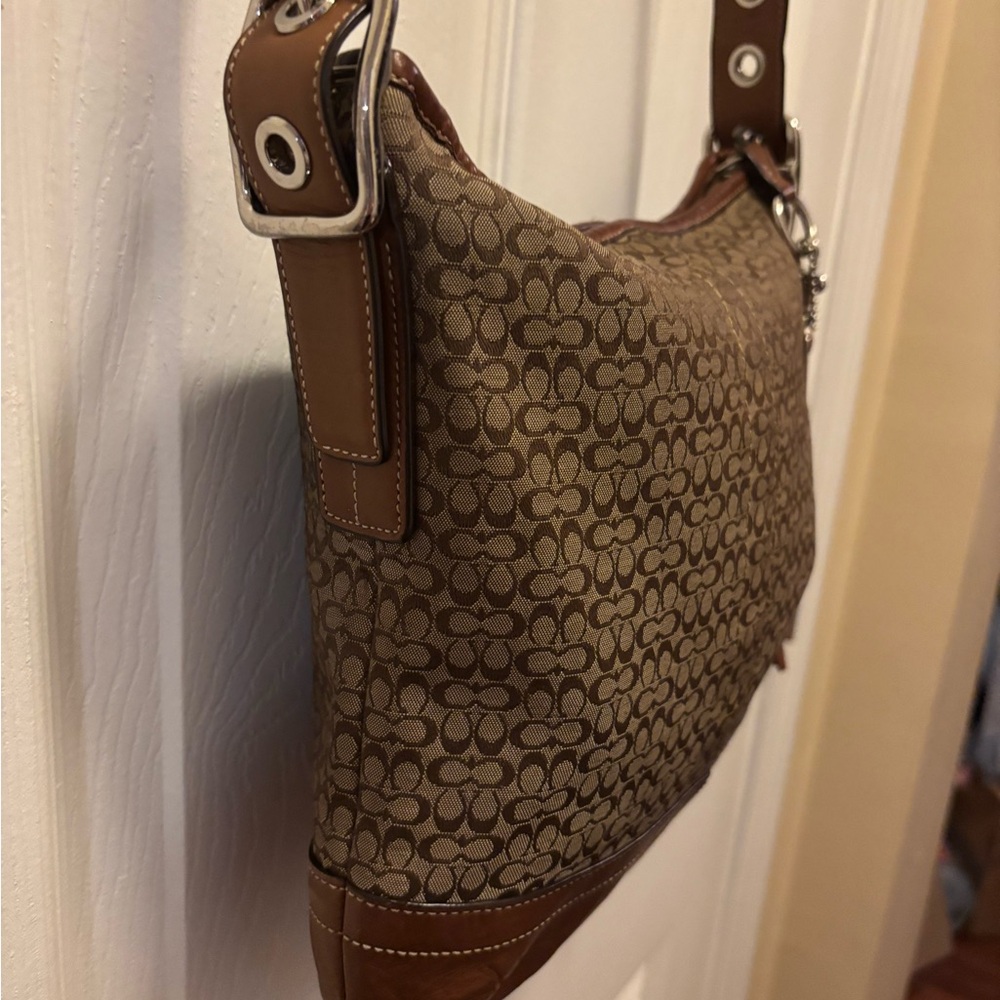 Coach VINTAGE F066-F10417 Signature Mini C Tan Canvas/Leather Shoulderbah VGUC - Picture 3 of 14